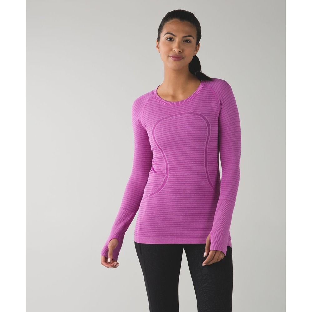 Lululemon Long Sleeve Swiftly Tech Crew Top Womens 8 Heathered Ultra Violet